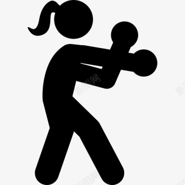 少妇拳击的剪影运动多运动图标图标