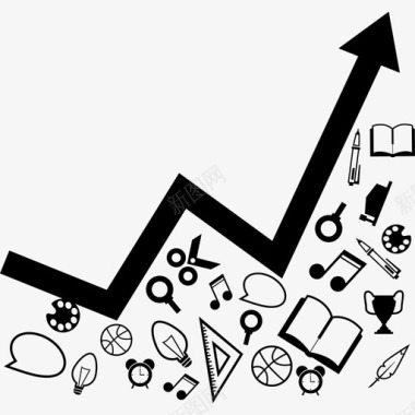 区域标志学校上升线图形与下区域的材料教育学术2图标图标