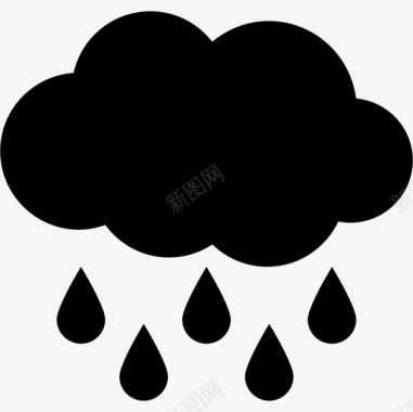 雨点落下的乌云天气基本图标图标