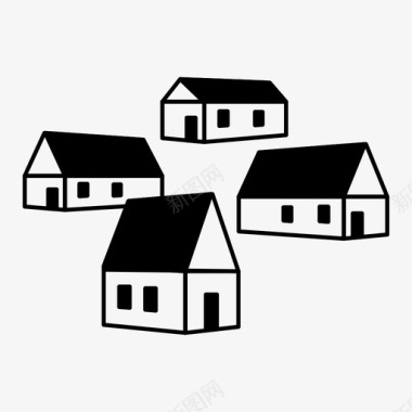 村庄家庭房子图标图标