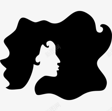 卷曲的黑色女性长发造型造型发廊图标图标