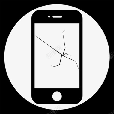坏了的iphone黑色的智能手机应用程序图标图标