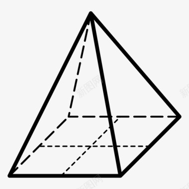 方形金字塔三维虚线图标图标