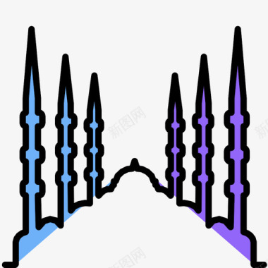巴洛克教堂建筑苏丹艾哈迈德清真寺塔楼展品图标图标