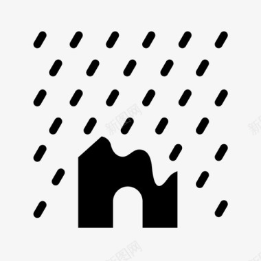 风暴酸雨融化房屋图标图标