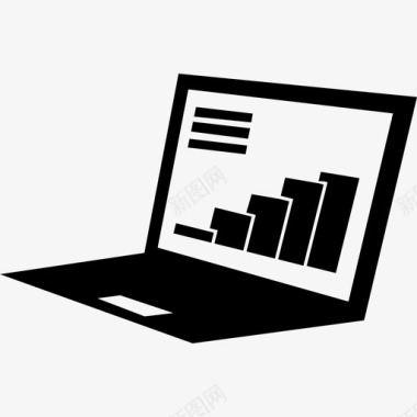 屏幕上带有条形图形的教育笔记本电脑计算机学术2图标图标