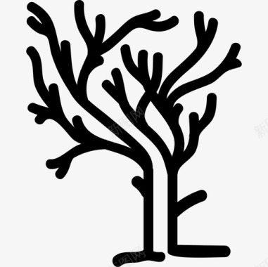 冬天雪地树的形状不规则的树枝在冬天没有叶子大自然树的图标图标