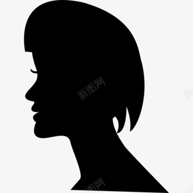 女性图标女性头部剪影从侧面看短发式剪发人发廊图标图标