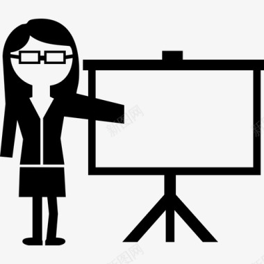 女教师站在屏幕边讲课教育学术2图标图标