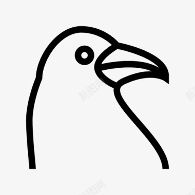 动物精美羽毛乌鸦鸟鸟头图标图标