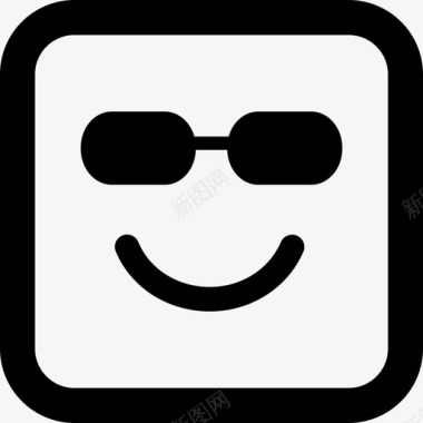快乐的微笑表情方块脸带太阳镜界面图标图标