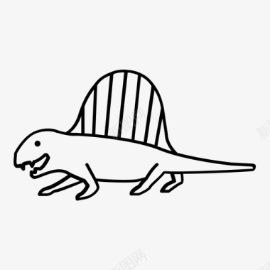 恐龙动物头骨dimetrodon爬行动物史前图标图标