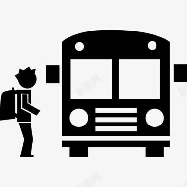乘公共汽车旅行的学生人学术1图标图标