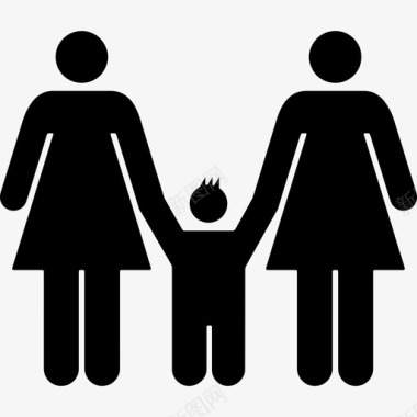 两个女人和一个孩子熟悉的群体轮廓人物家庭偶像图标图标
