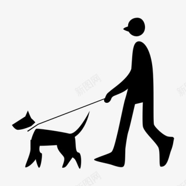 一个养狗的人建筑工人图标图标