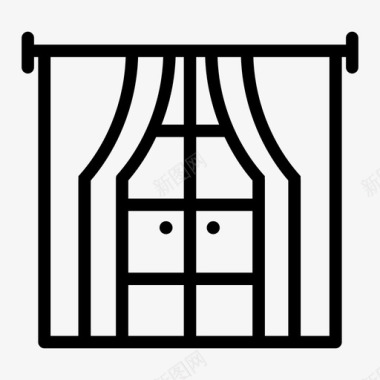 黑色房子窗户窗帘玻璃图标图标