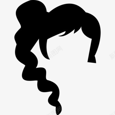 女性深色长发造型的青少年风格造型发廊图标图标
