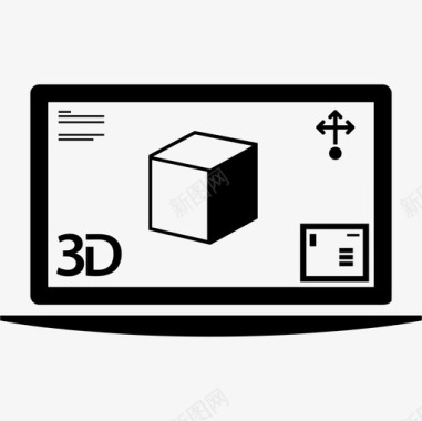 显示器上的3d打印图像界面3d打印机组图标图标