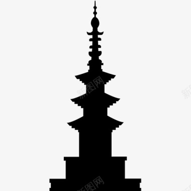 三层宝塔塔顶寺庙图标图标