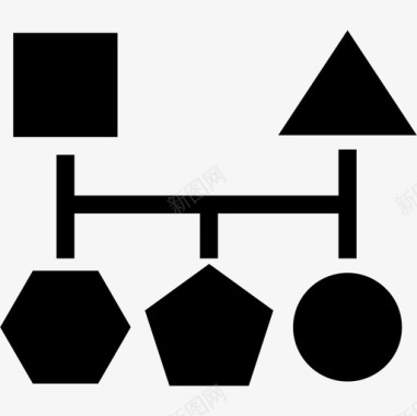 五种五种基本黑色形状的分块方案界面分块方案图标图标