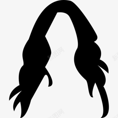 女性深色长发假发造型发廊图标图标