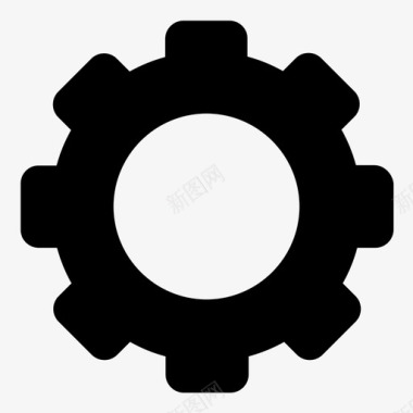 卡通黑色机器齿轮设置圆形设置机器图标图标