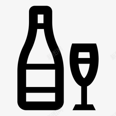 签名香槟葡萄酒起泡酒图标图标