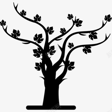 秋树剪影自然树的象征图标图标