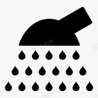 动态水滴淋浴水洒水图标图标