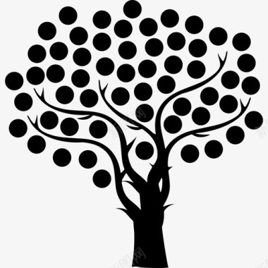 树与细枝和小点叶自然树图标图标