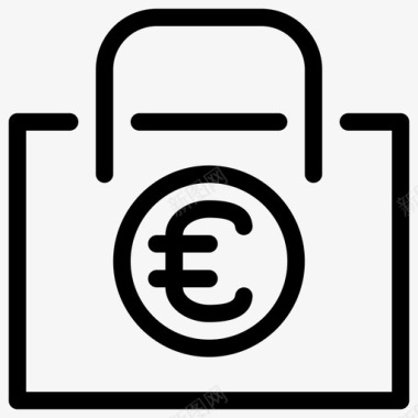 欧元图标购物袋购买获得图标图标