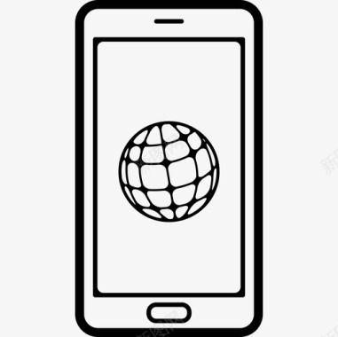 手机屏幕上的世界网格符号工具和用具电话集图标图标