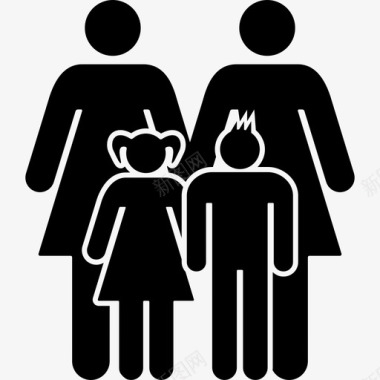 熟悉的两个母亲和孩子人家庭偶像图标图标