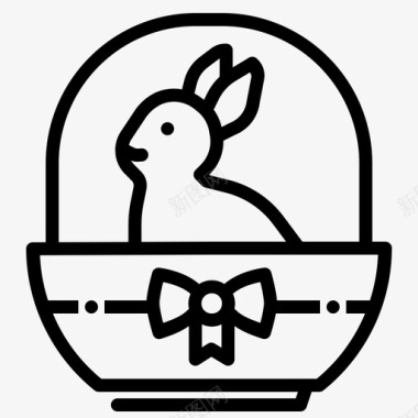 兔子篮子复活节图标图标