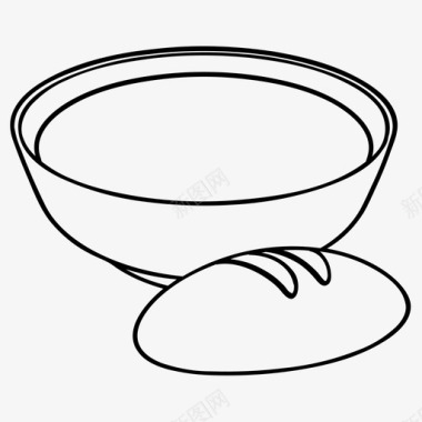 汤和卷简单的饭营养图标图标