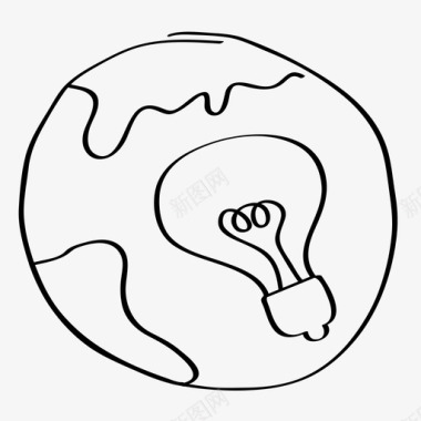 地球上的灯泡生态地球图标图标