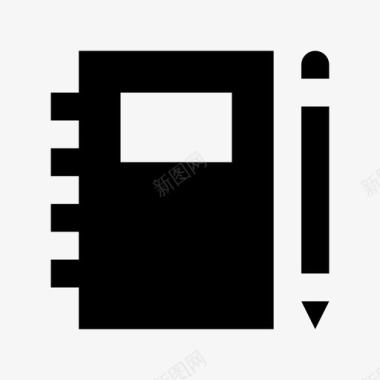 商务用品笔记本和铅笔学校文件图标图标