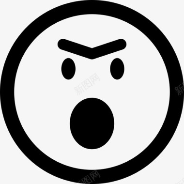愤怒的表情符号脸上张开的嘴呈圆形方形轮廓界面情绪圆润图标图标