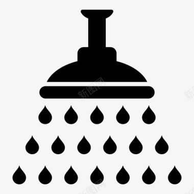 融化的液体淋浴出水量清洁室图标图标