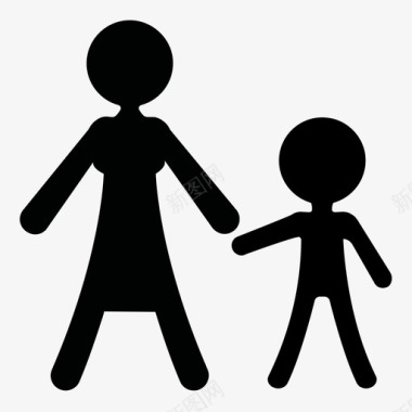 妈妈抱着孩子母亲和孩子购物关系图标图标