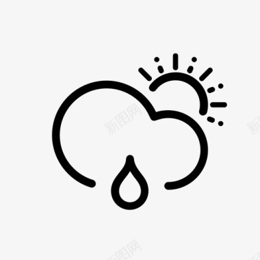雨中的女孩日雨云经过阵雨太阳图标图标
