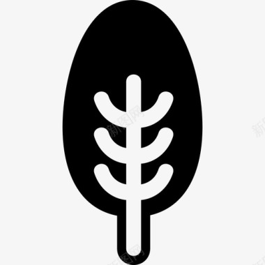 树对称形状与椭圆形树叶自然树图标图标