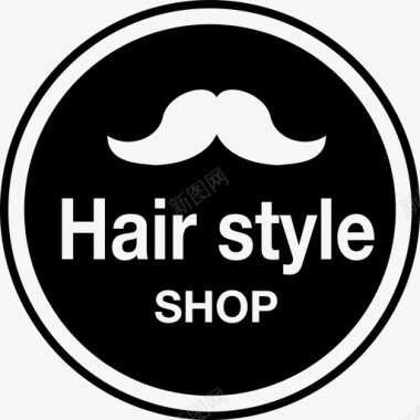 发型店徽章有胡子形状商业发廊图标图标