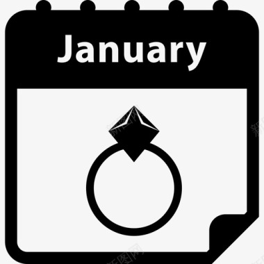 订婚戒指提醒1月1日日历界面符号日历图标图标