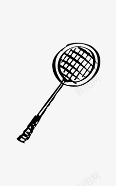 羽毛球网羽毛球球拍球拍椭圆形图标图标