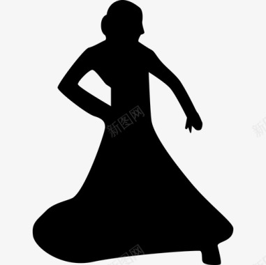 穿着长裙跳舞的女人弗拉门戈舞扁平舞图标图标