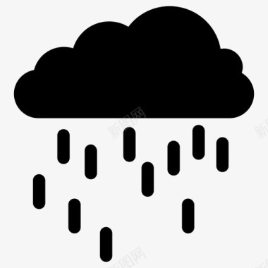 雨滴素材雨云灰色雨滴图标图标