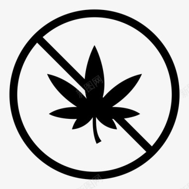无毒标志无大麻观点严肃图标图标