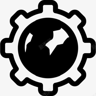 在一个黑色圆圈里的齿轮里的世界标志seopack图标图标