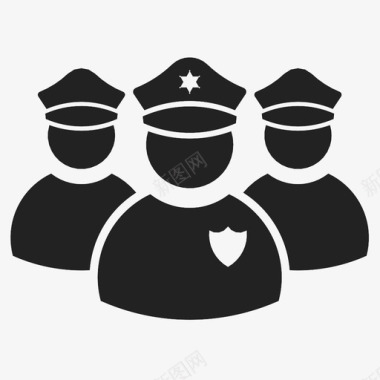 白衣警察警察保安小组图标图标